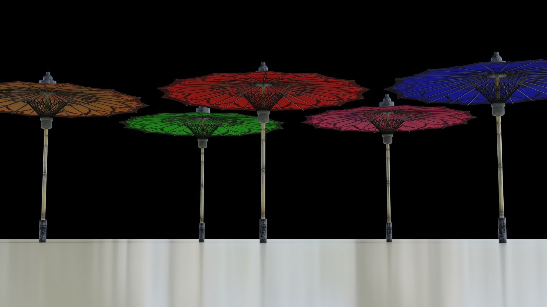 Pathein Sun Umbrella Myanmar Low-poly 3D model_9
