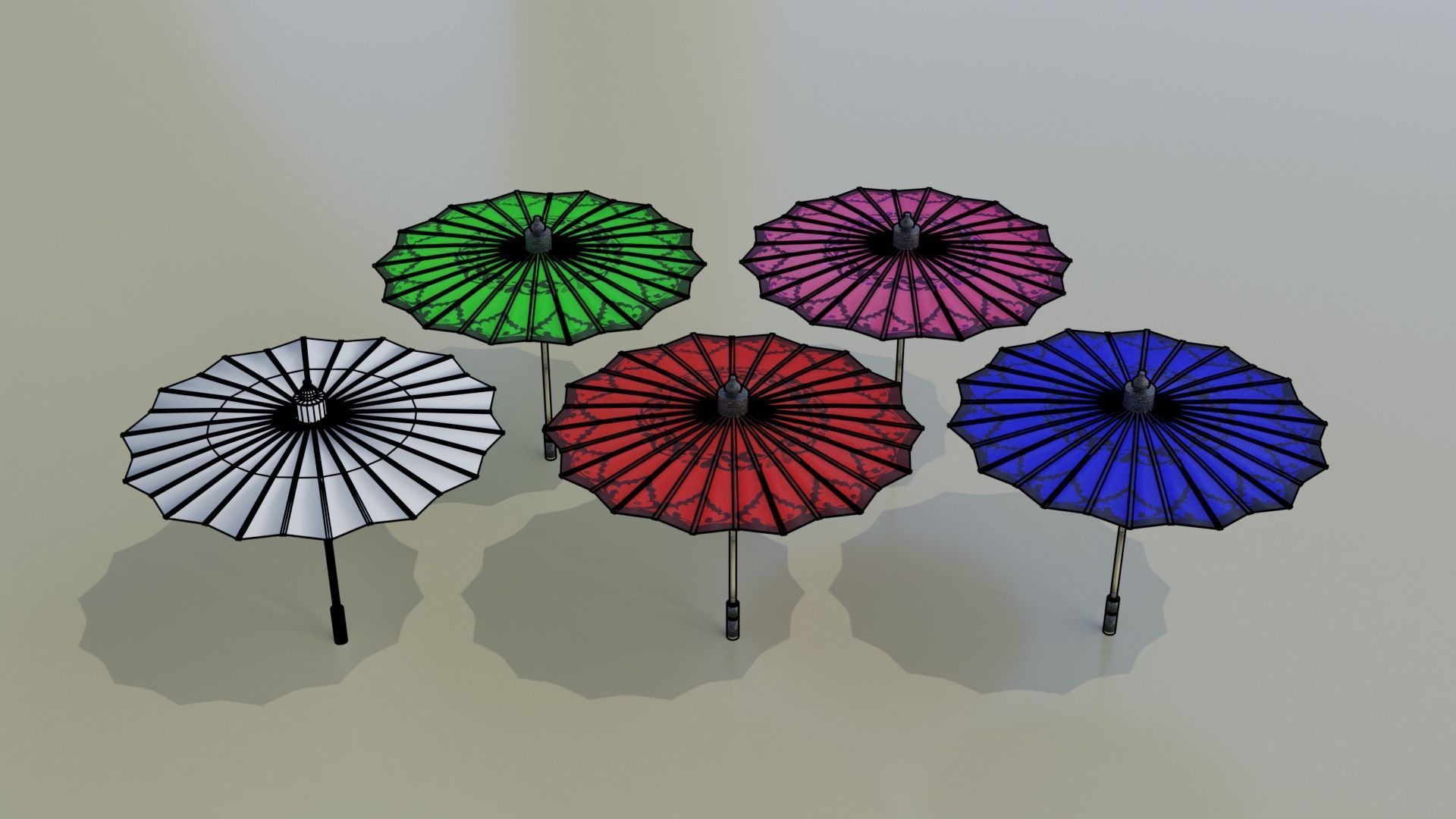 Pathein Sun Umbrella Myanmar Low-poly 3D model_2