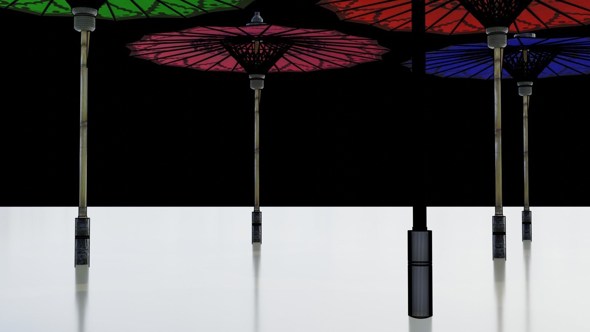 Pathein Sun Umbrella Myanmar Low-poly 3D model_16