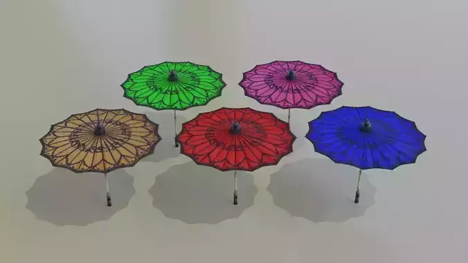 Pathein Sun Umbrella Myanmar Low-poly 3D model