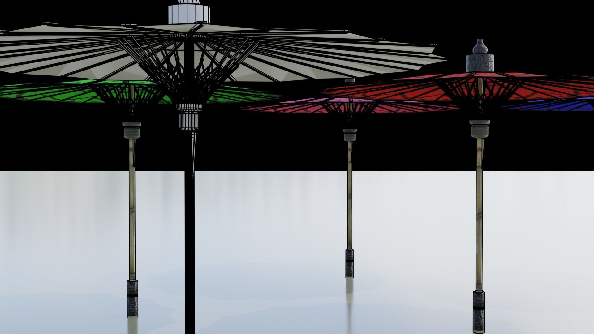 Pathein Sun Umbrella Myanmar Low-poly 3D model_14