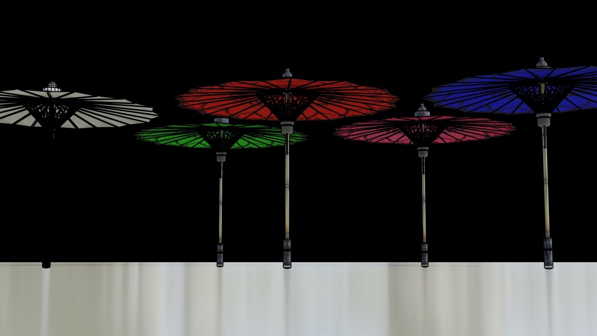 Pathein Sun Umbrella Myanmar Low-poly 3D model_10