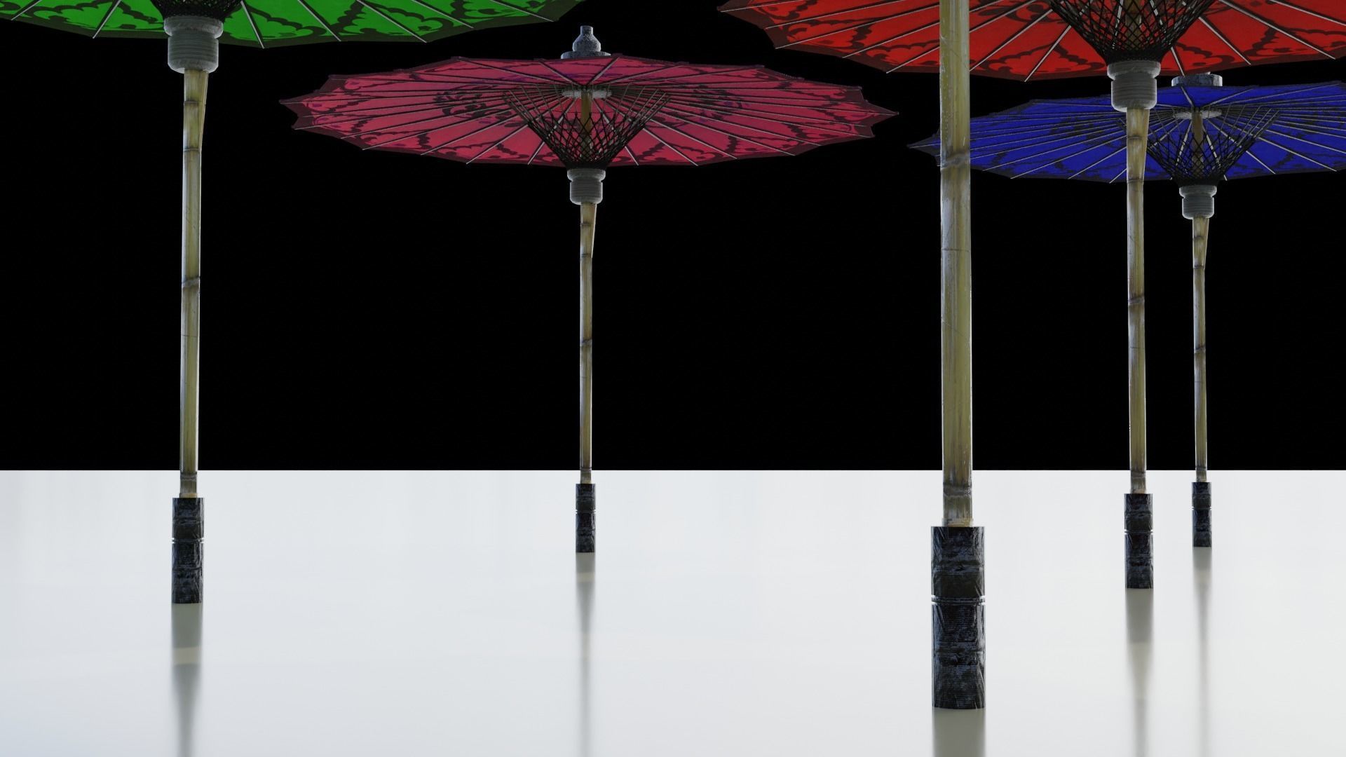 Pathein Sun Umbrella Myanmar Low-poly 3D model_15