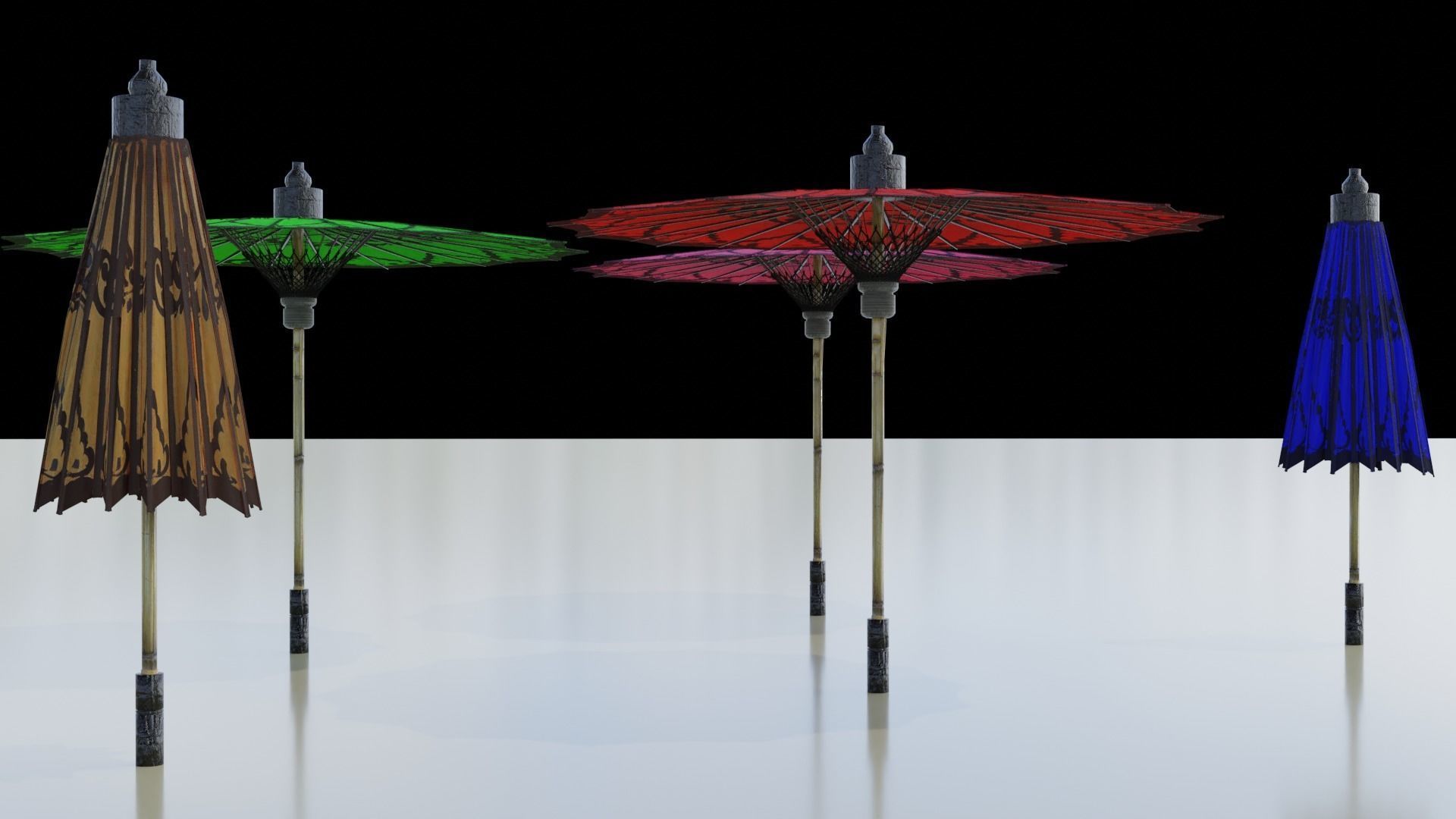 Pathein Sun Umbrella Myanmar Low-poly 3D model_19