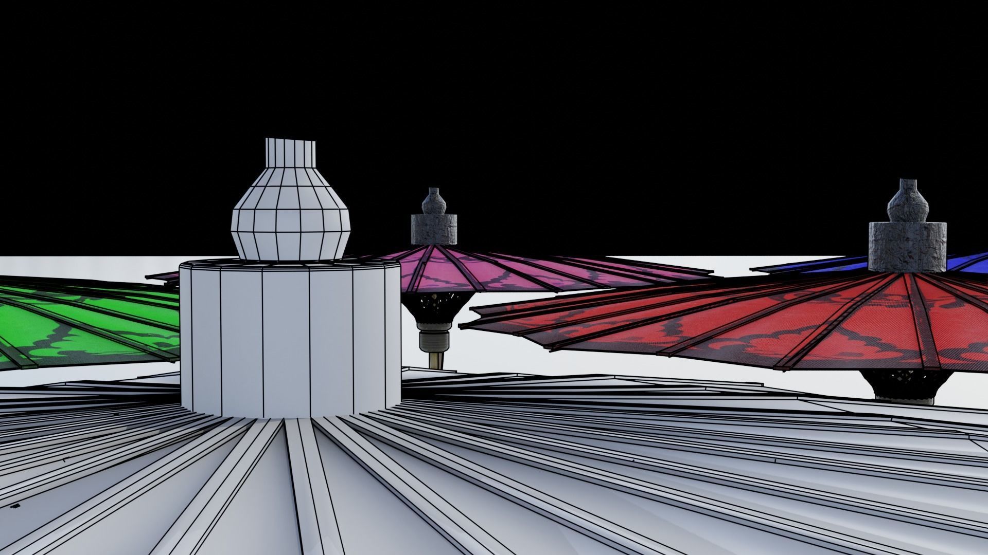 Pathein Sun Umbrella Myanmar Low-poly 3D model_12