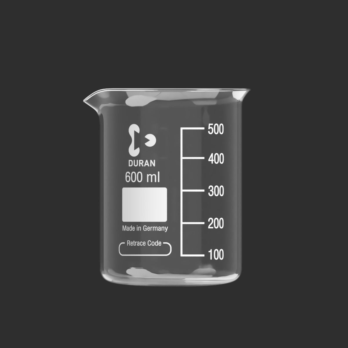 Schott Duran Borosilicate Beaker 600ml  3D model_2