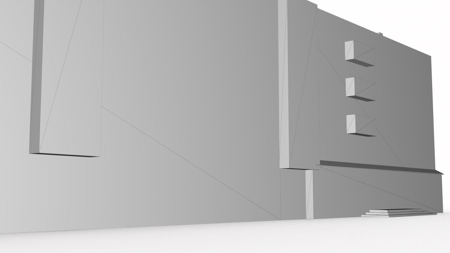 Five-storey residential building Low-poly 3D model_10