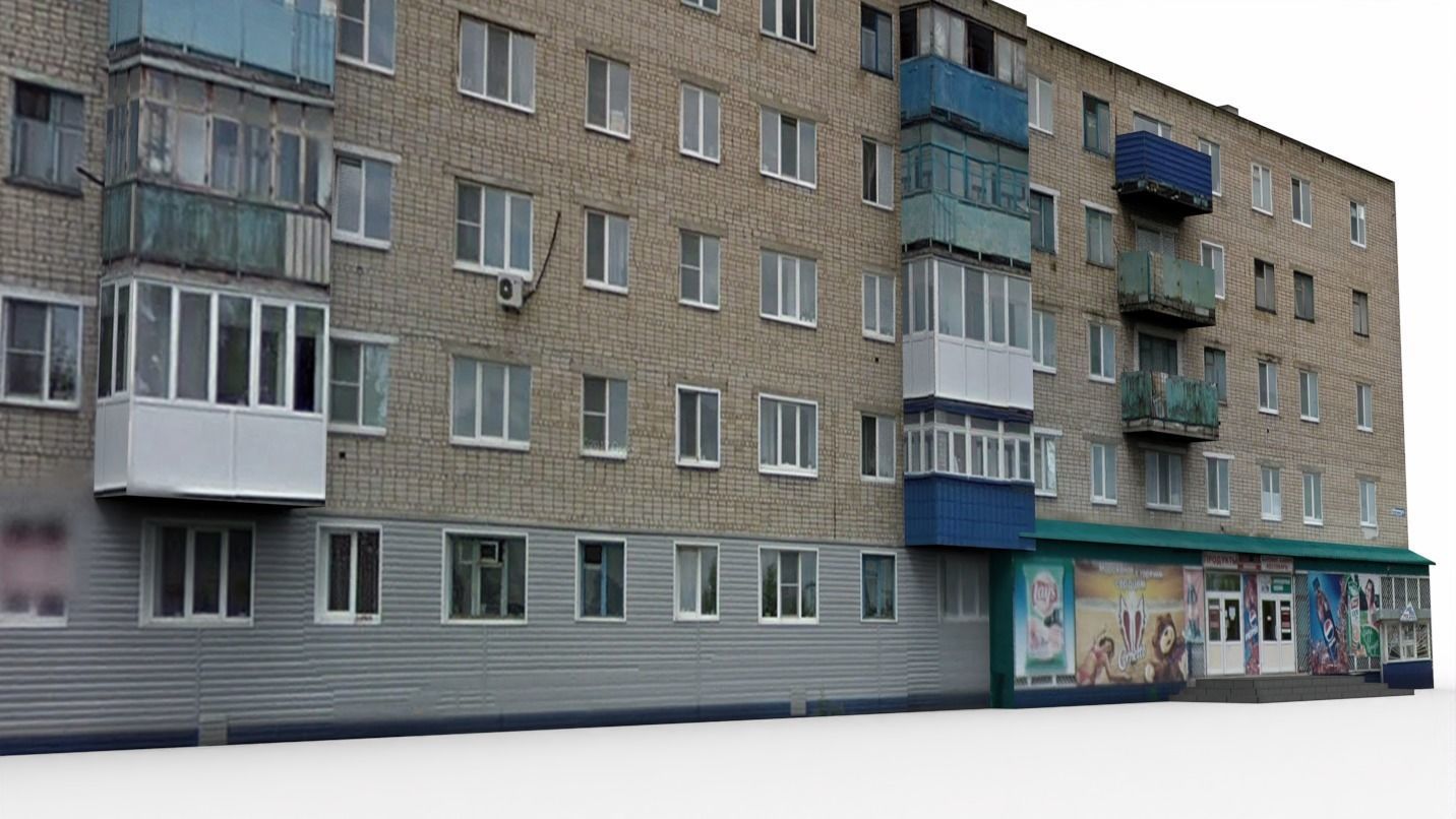 Five-storey residential building Low-poly 3D model_9