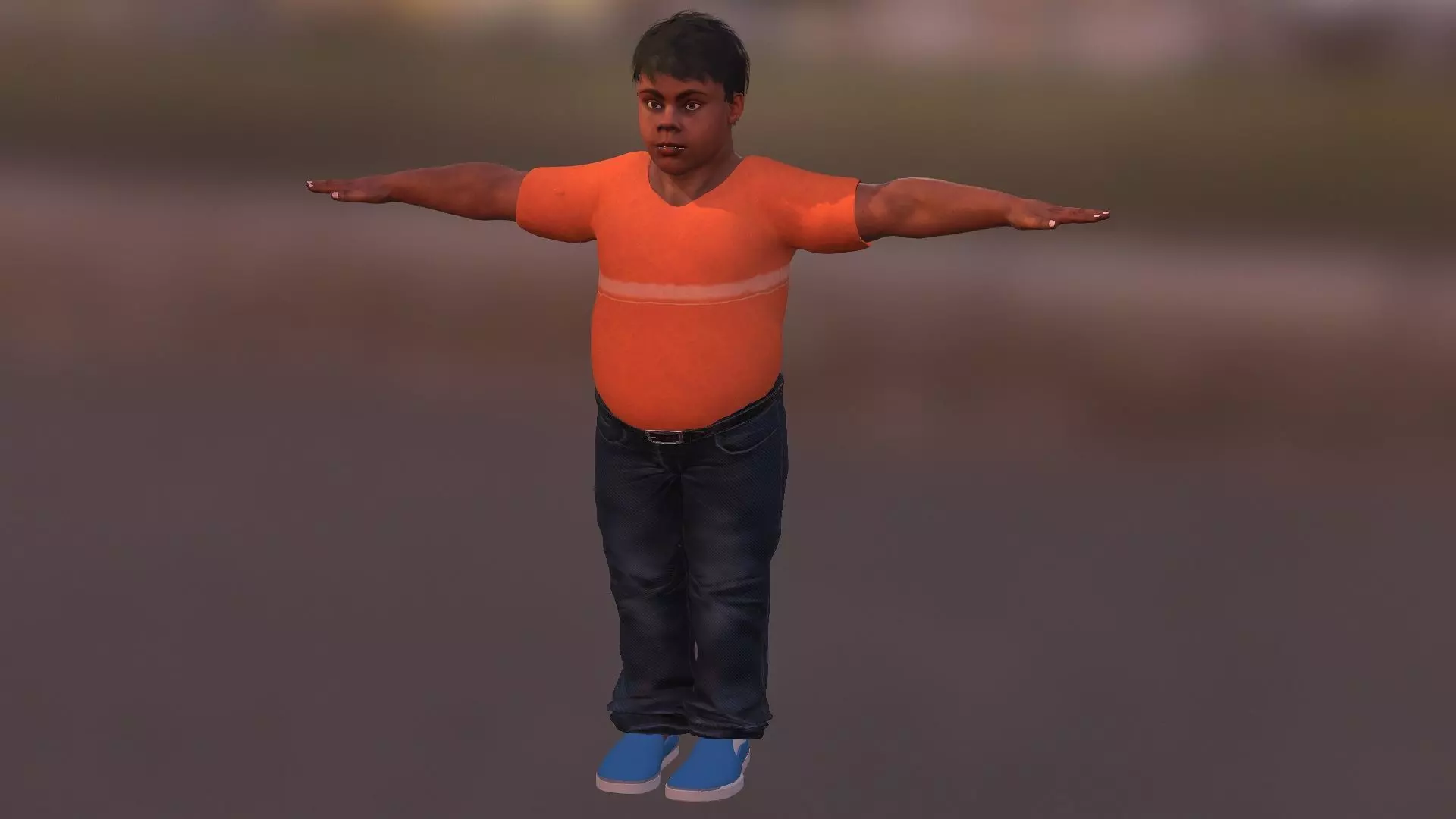 Fat School Boy Low-poly 3D model