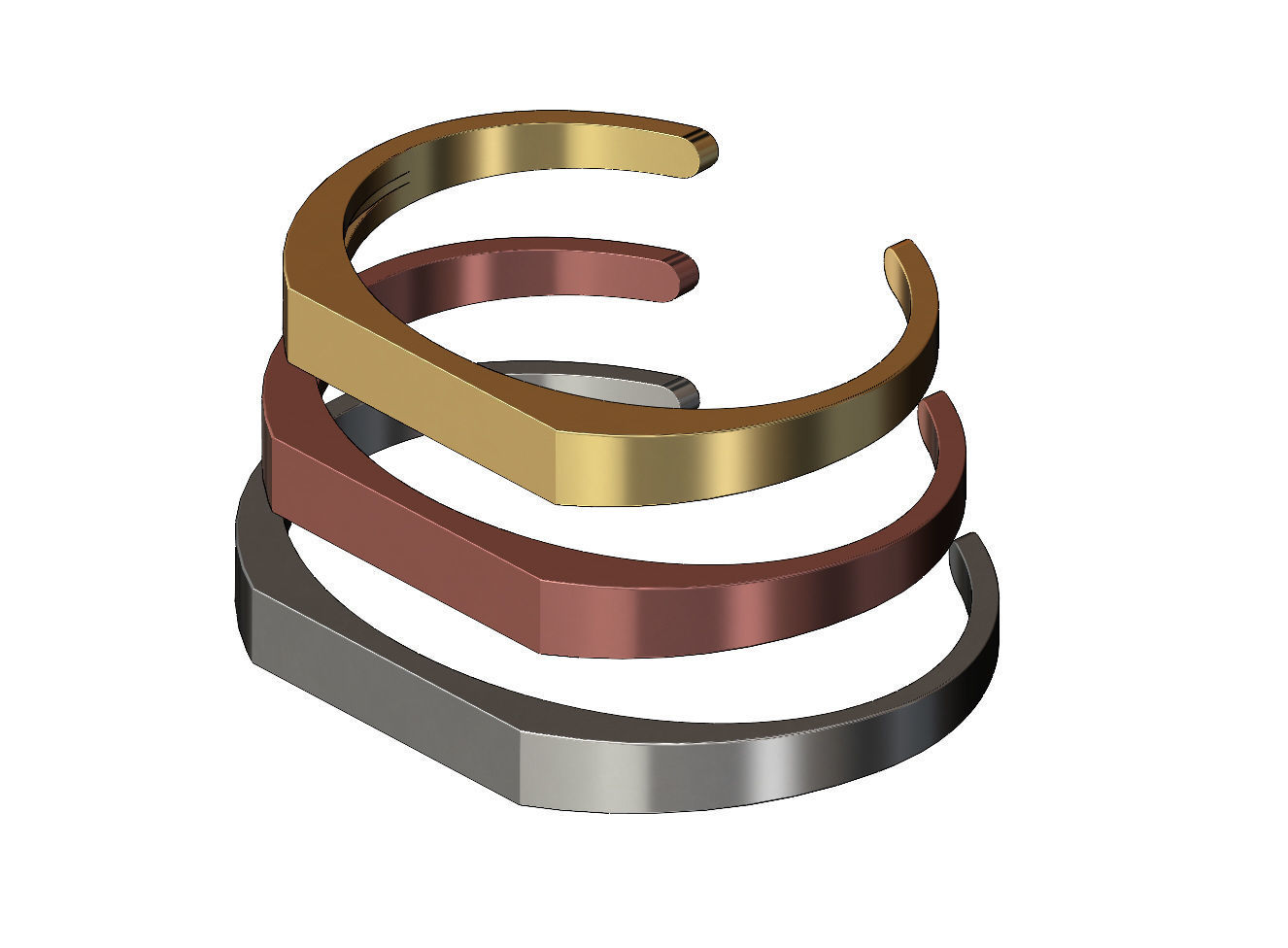 Signet platform engravable cuff bracelet 3D print model_1