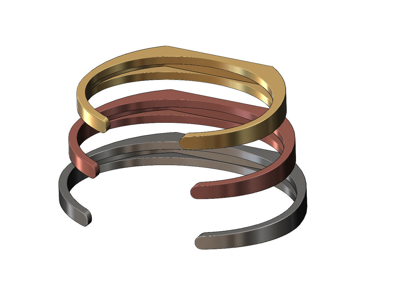 Signet platform engravable cuff bracelet 3D print model_2