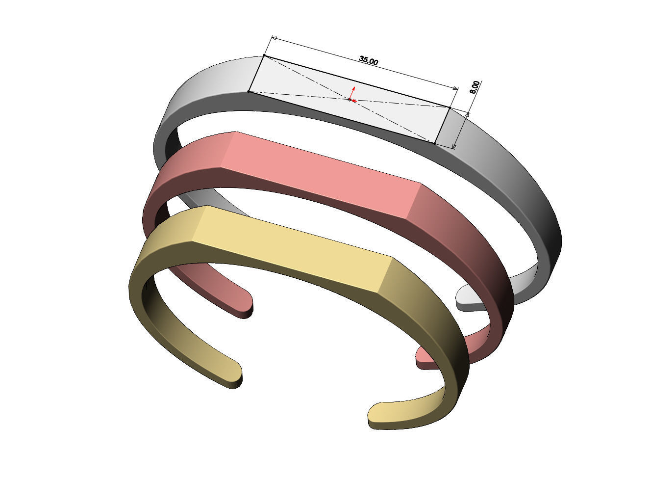 Signet platform engravable cuff bracelet 3D print model_4