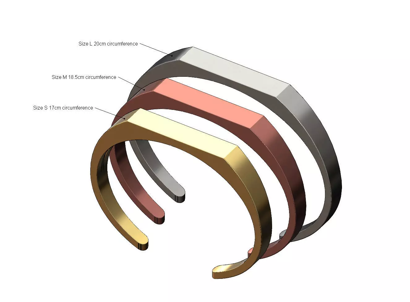 Signet platform engravable cuff bracelet 3D print model_0