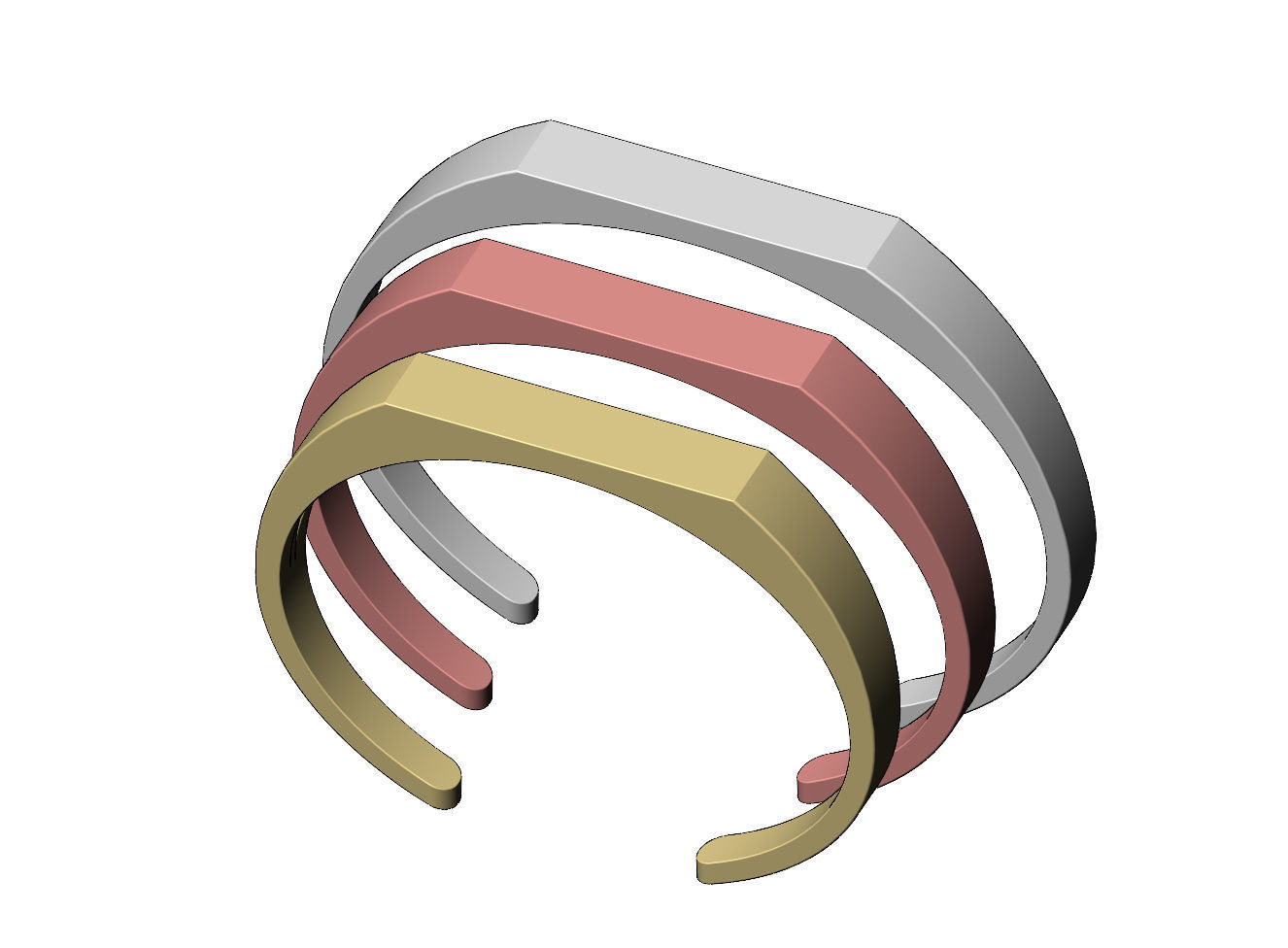 Signet platform engravable cuff bracelet 3D print model_3