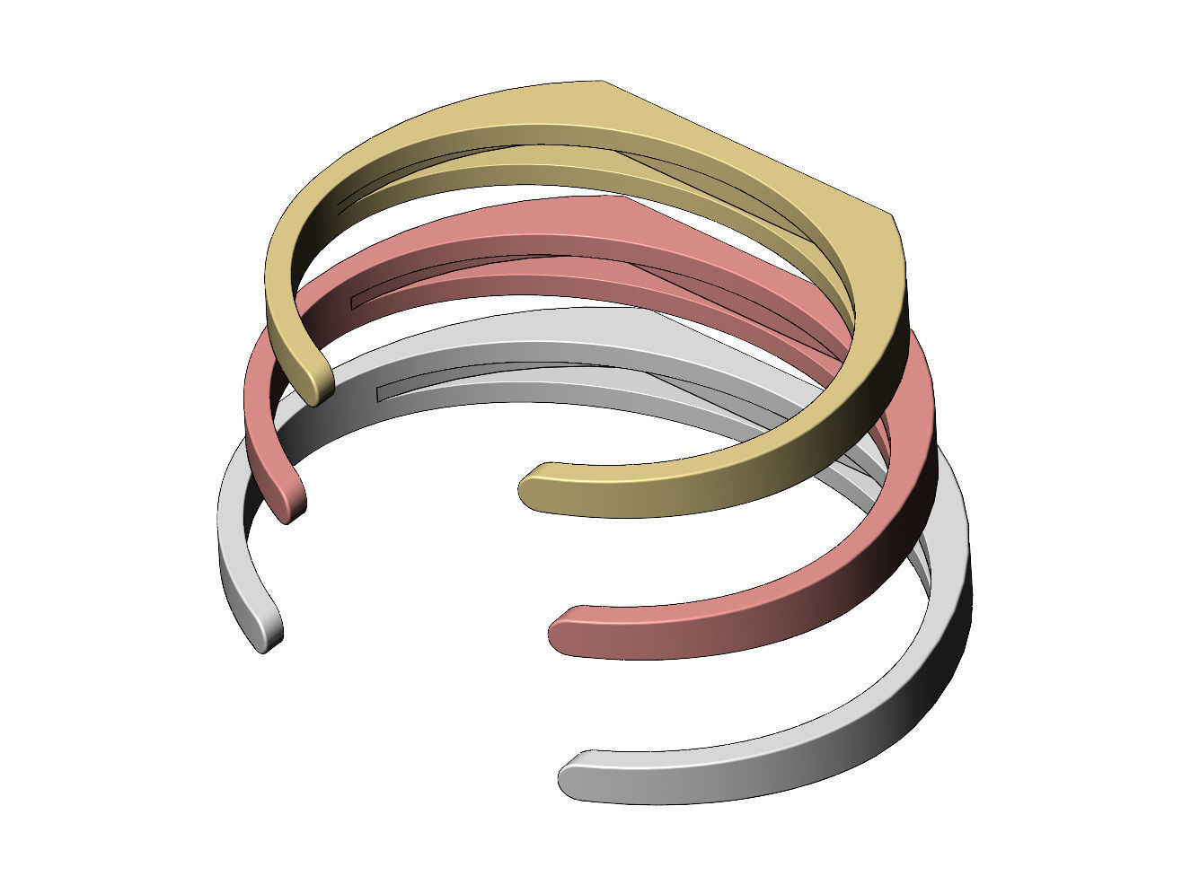 Signet platform engravable cuff bracelet 3D print model_9