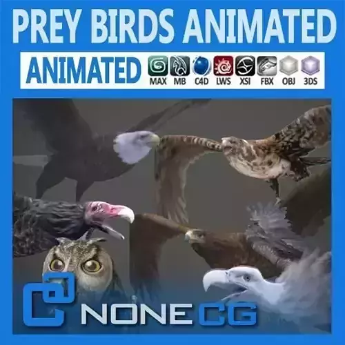 Pack - Prey Birds Animated 3D model