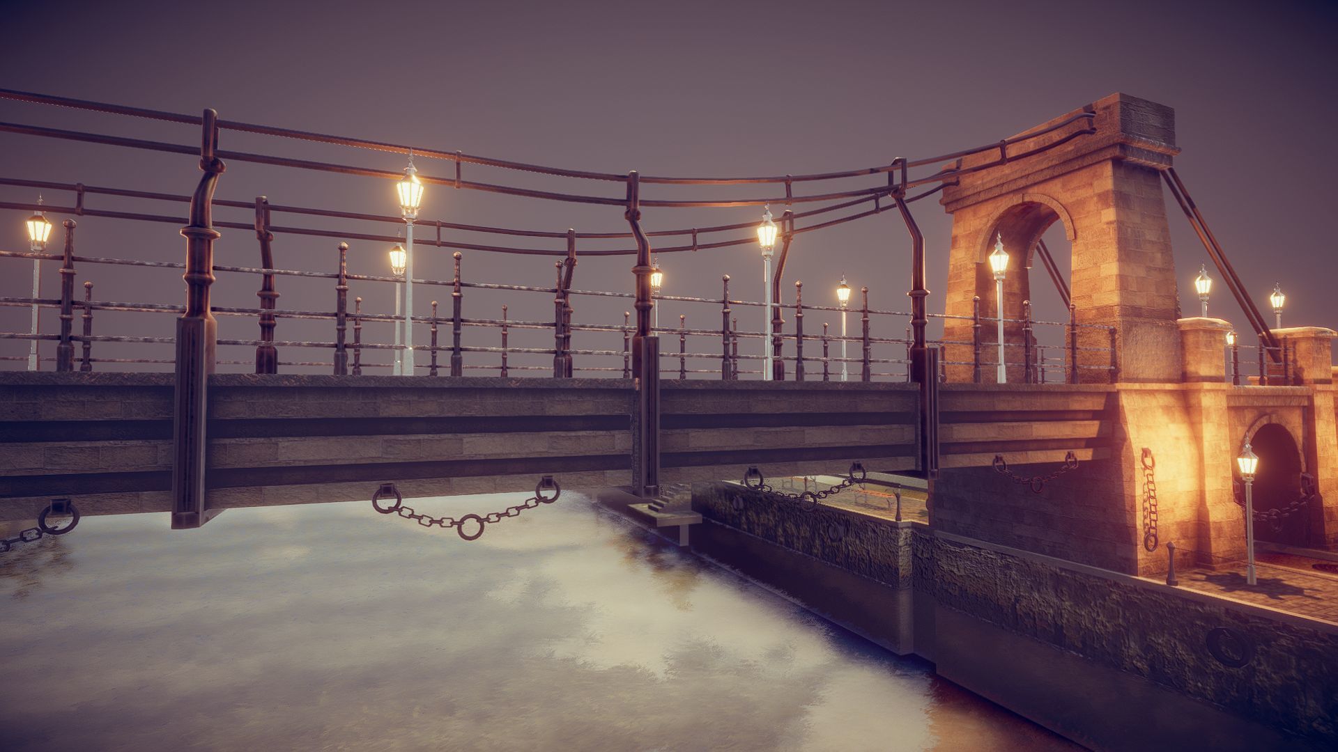 Gate Bridge Low-poly 3D model_3