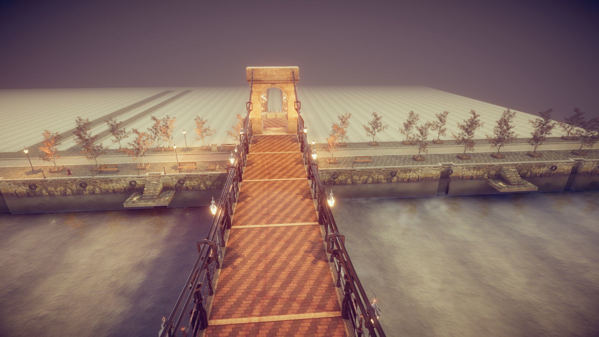 Gate Bridge Low-poly 3D model_7