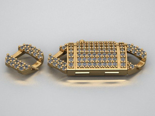 Cuban link bracelet with lock 3D print model_12