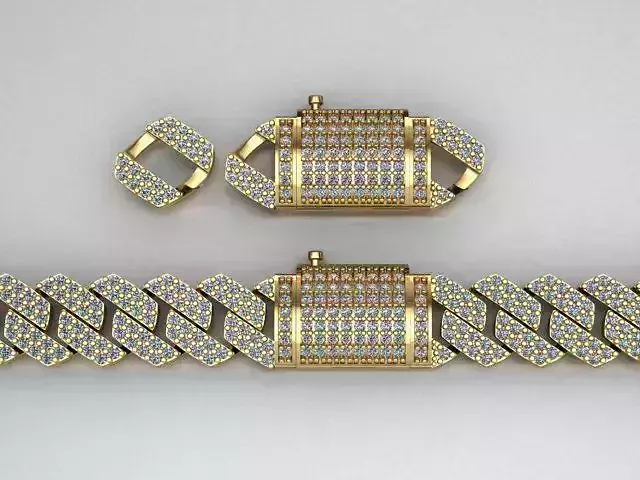 Cuban link bracelet with lock 3D print model