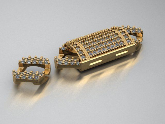Cuban link bracelet with lock 3D print model_10
