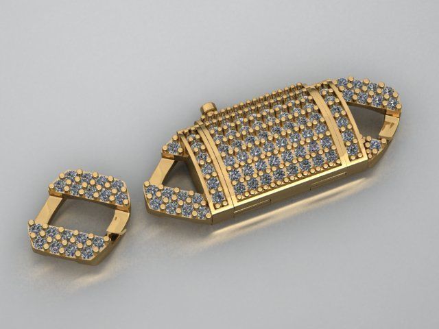 Cuban link bracelet with lock 3D print model_11