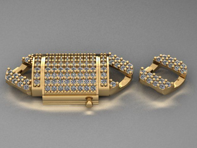 Cuban link bracelet with lock 3D print model_9