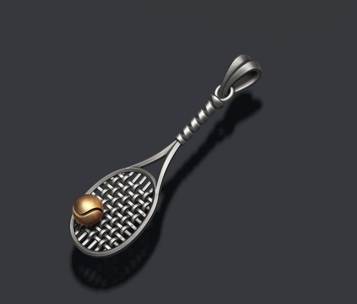 Tennis racket pendant 3D print model_1