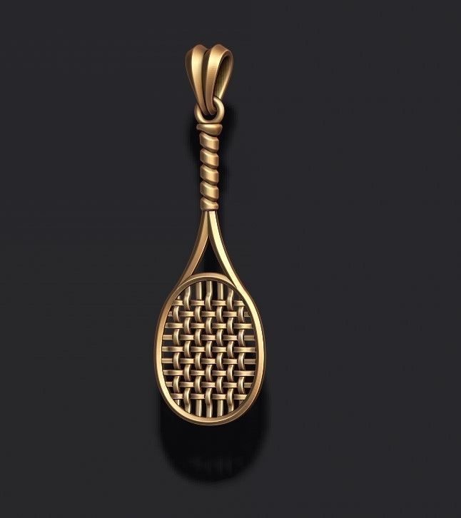 Tennis racket pendant 3D print model_2