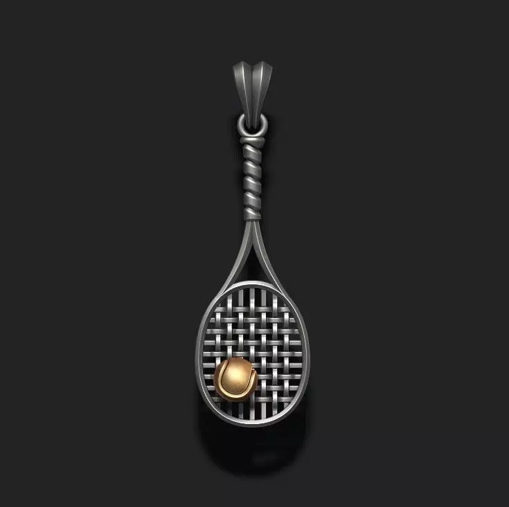 Tennis racket pendant 3D print model_0