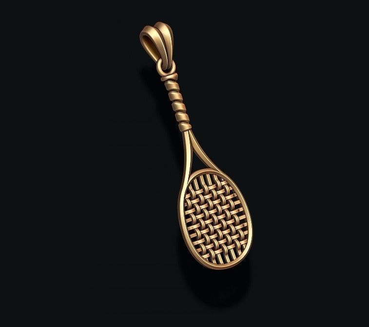 Tennis racket pendant 3D print model_4