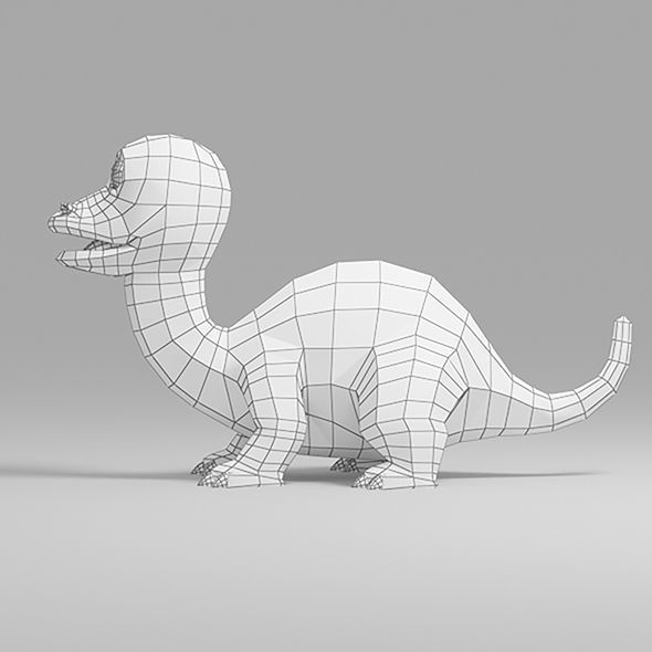 Dinosaur cartoon 3 3D model_7