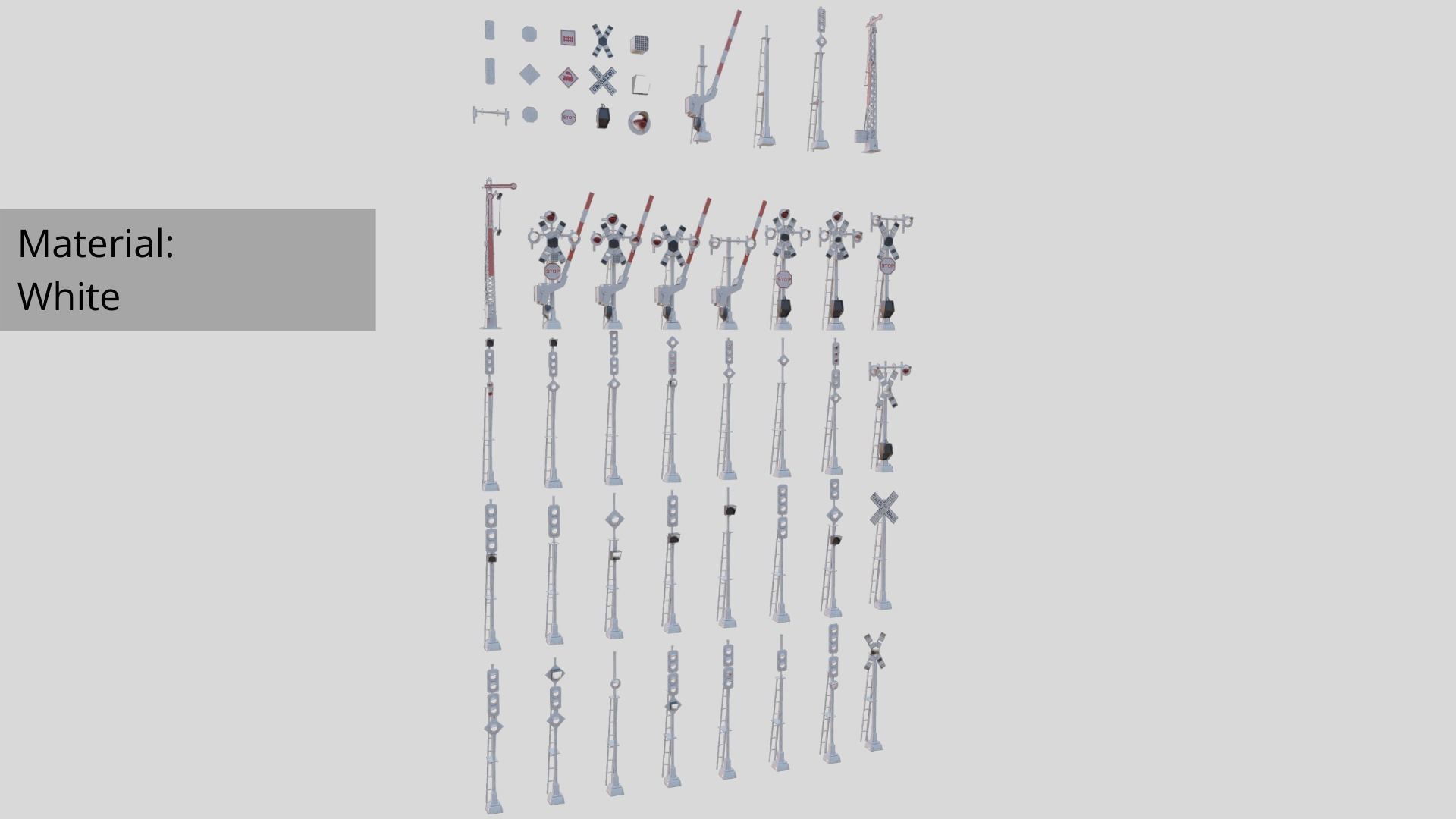 48 Pcs Railway Signals and Signs Mega Pack Low Poly VR Ready Low-poly 3D model_12