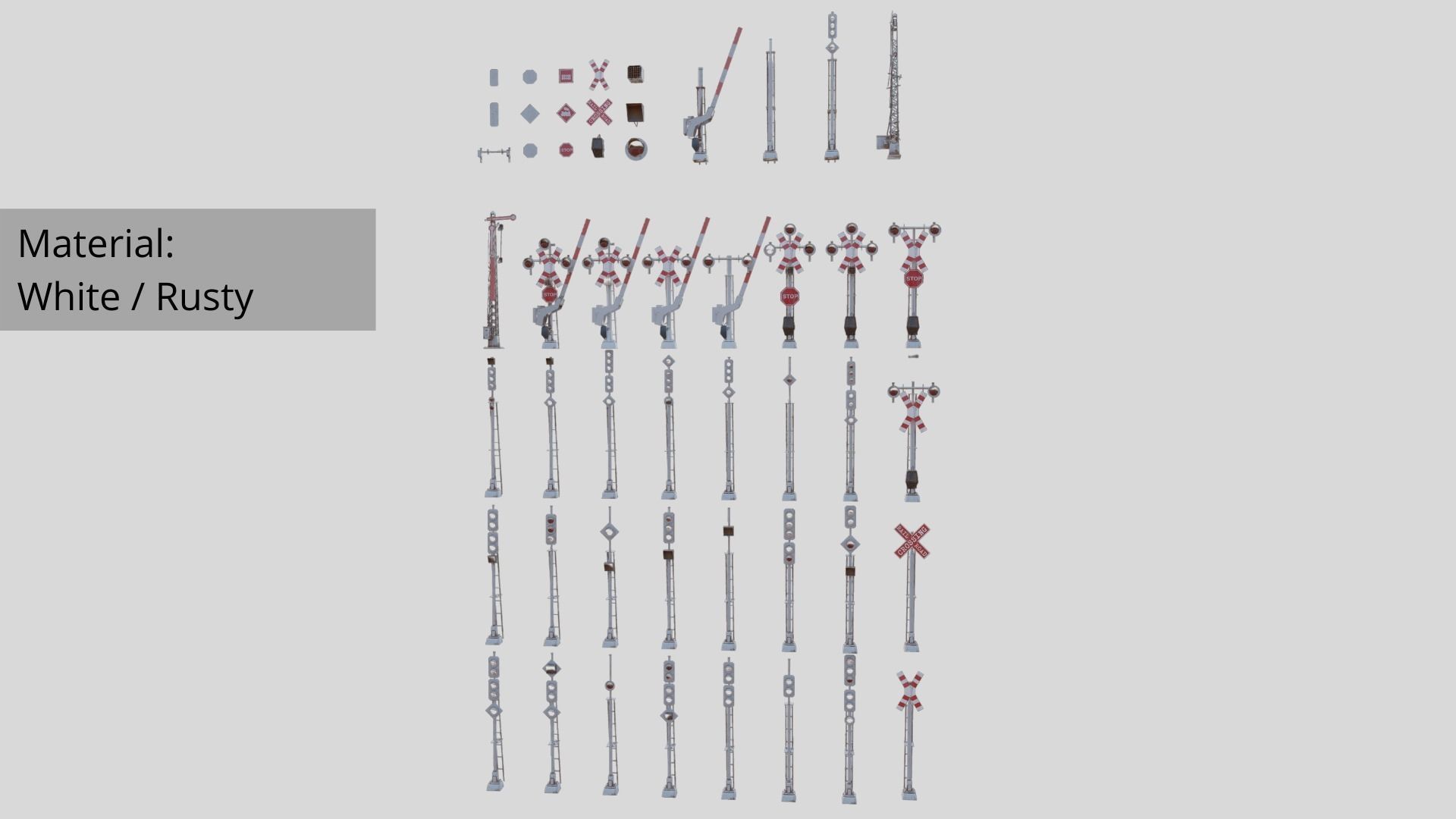 48 Pcs Railway Signals and Signs Mega Pack Low Poly VR Ready Low-poly 3D model_6
