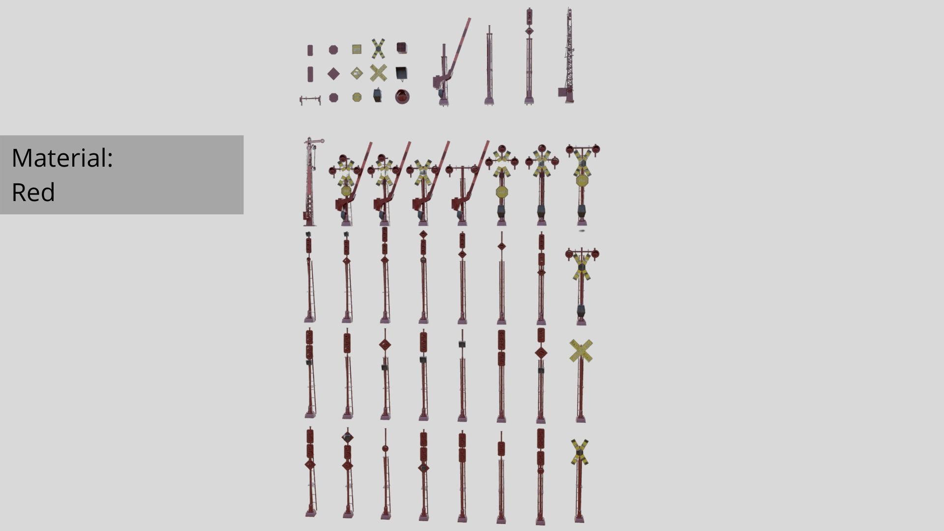 48 Pcs Railway Signals and Signs Mega Pack Low Poly VR Ready Low-poly 3D model_13