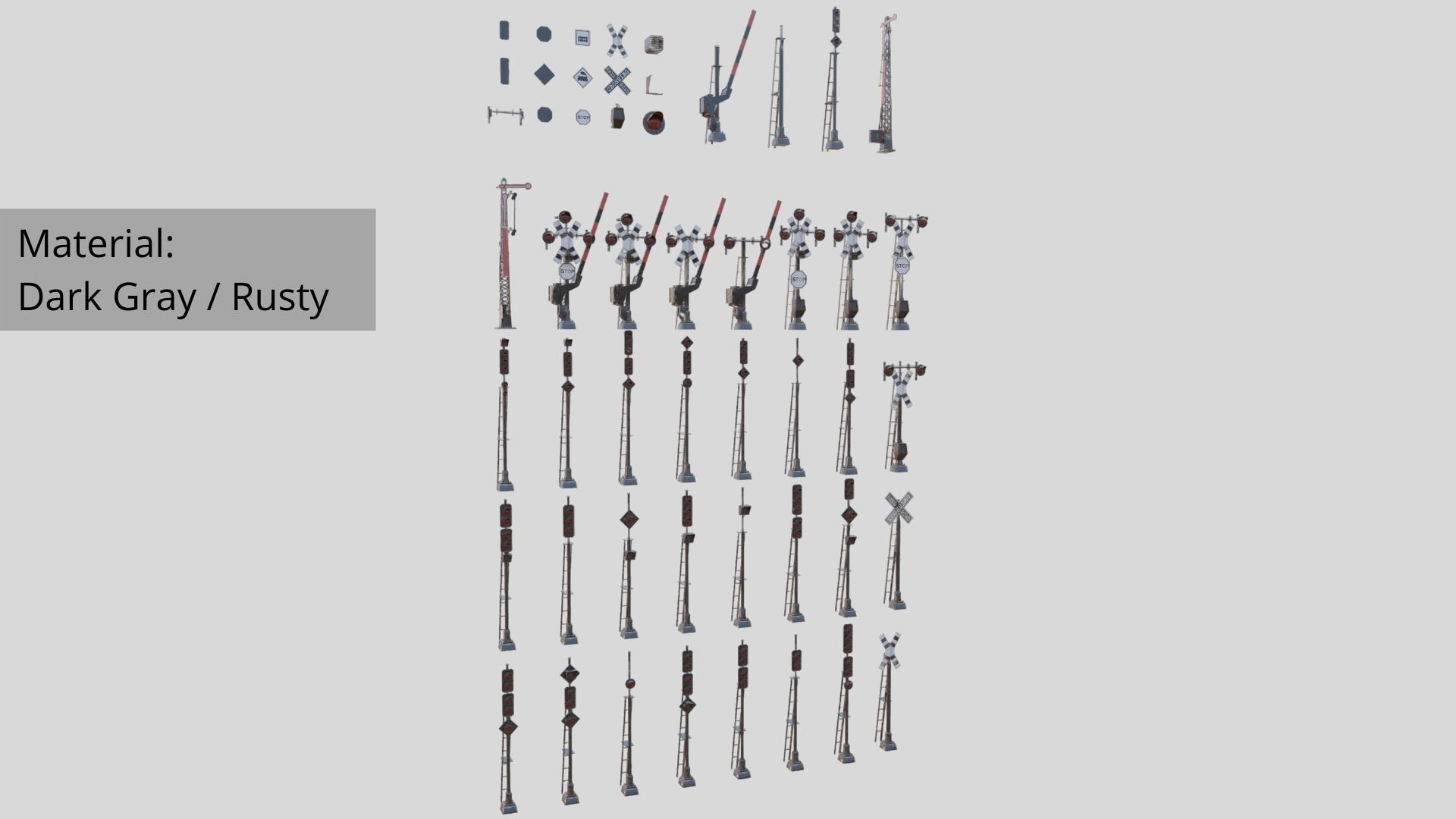 48 Pcs Railway Signals and Signs Mega Pack Low Poly VR Ready Low-poly 3D model_10