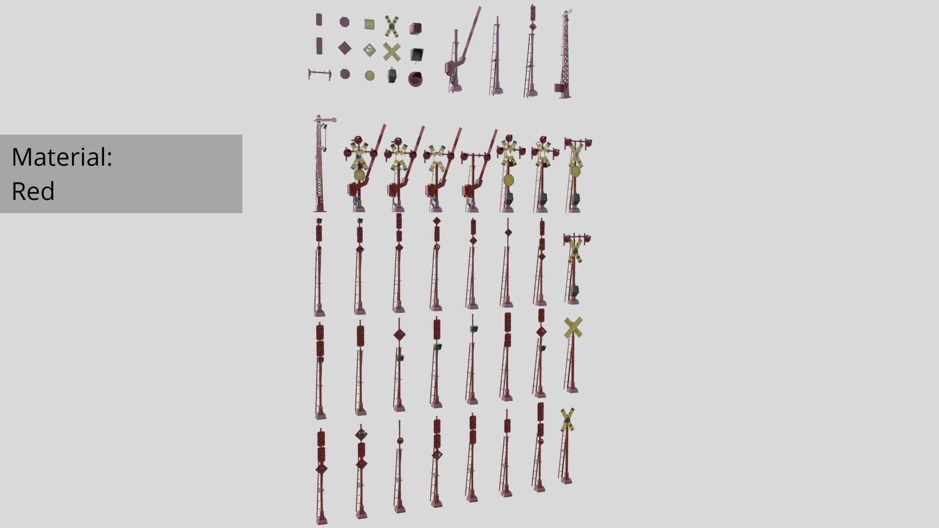 48 Pcs Railway Signals and Signs Mega Pack Low Poly VR Ready Low-poly 3D model_14