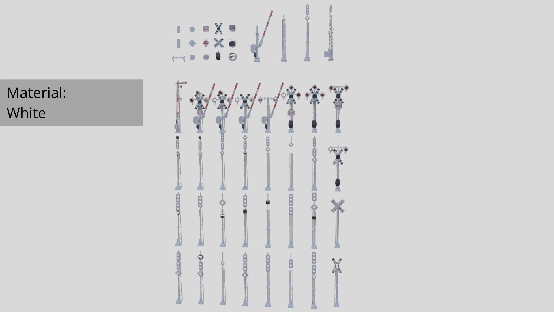 48 Pcs Railway Signals and Signs Mega Pack Low Poly VR Ready Low-poly 3D model_11