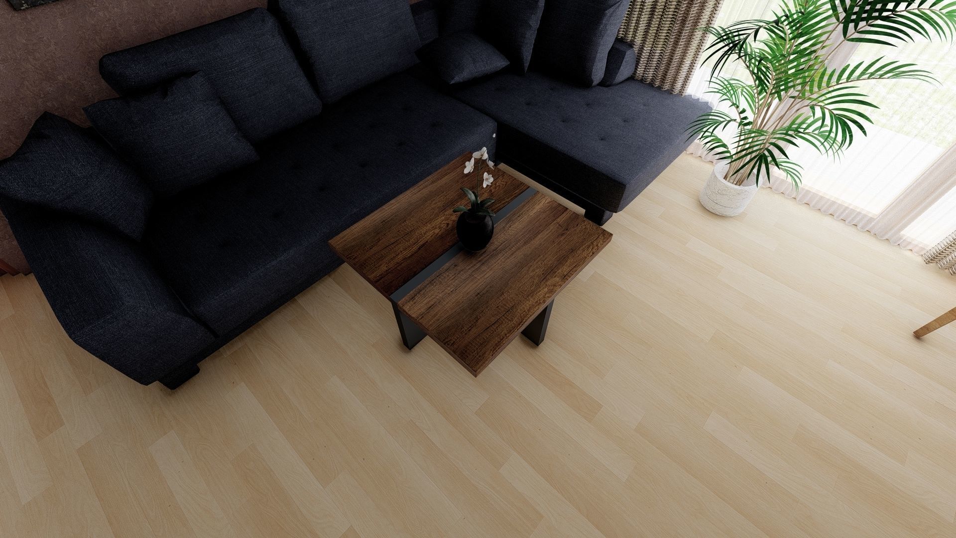 wood and metal table 3D model_2