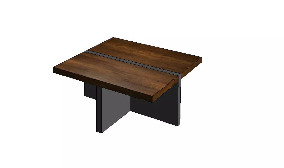 wood and metal table 3D model_0