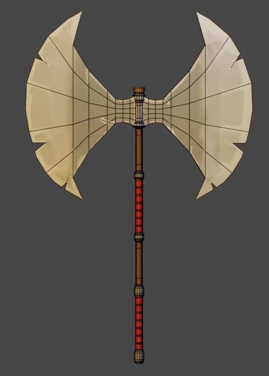 Medieval weapon - axe Low-poly 3D model_5