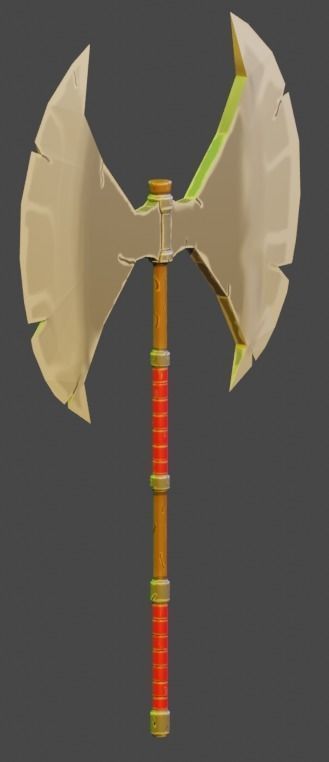 Medieval weapon - axe Low-poly 3D model_2