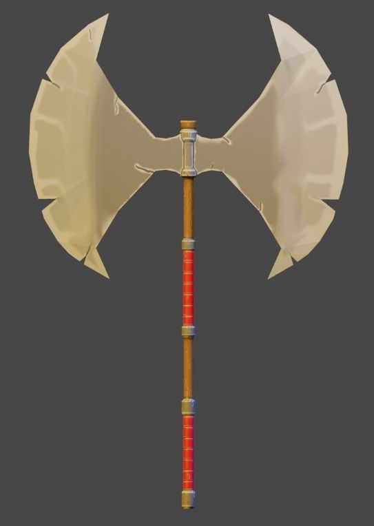 Medieval weapon - axe Low-poly 3D model_17