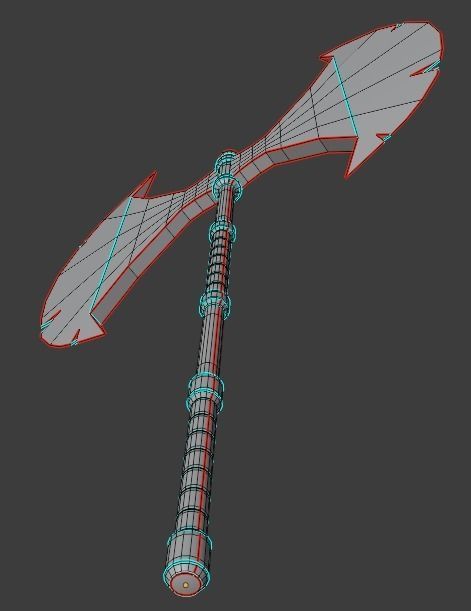 Medieval weapon - axe Low-poly 3D model_15