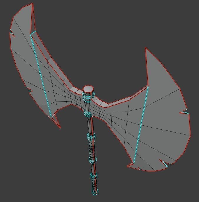 Medieval weapon - axe Low-poly 3D model_16