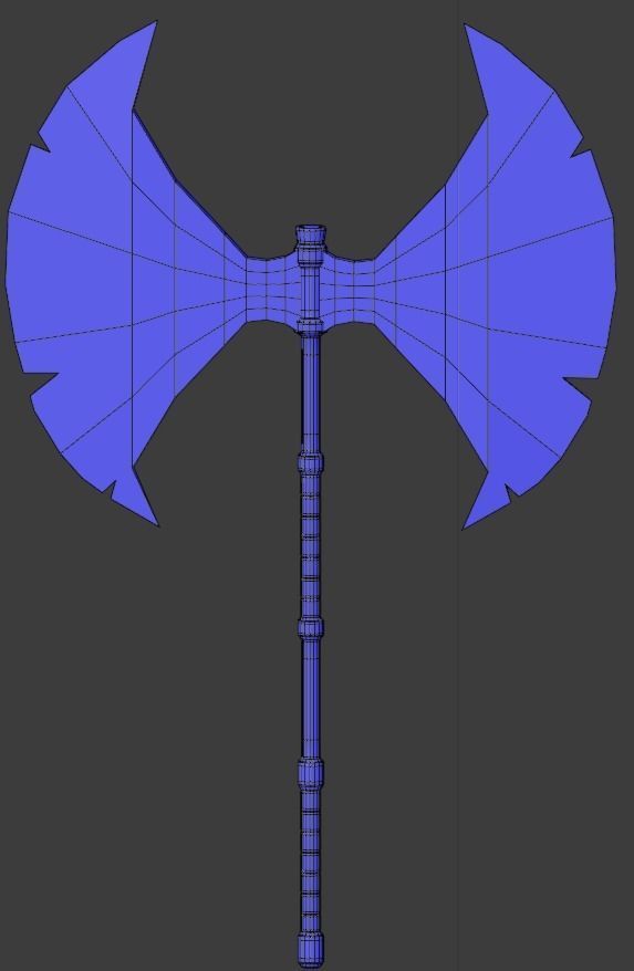 Medieval weapon - axe Low-poly 3D model_12
