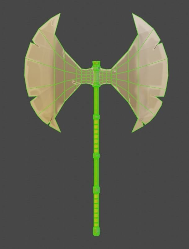Medieval weapon - axe Low-poly 3D model_18