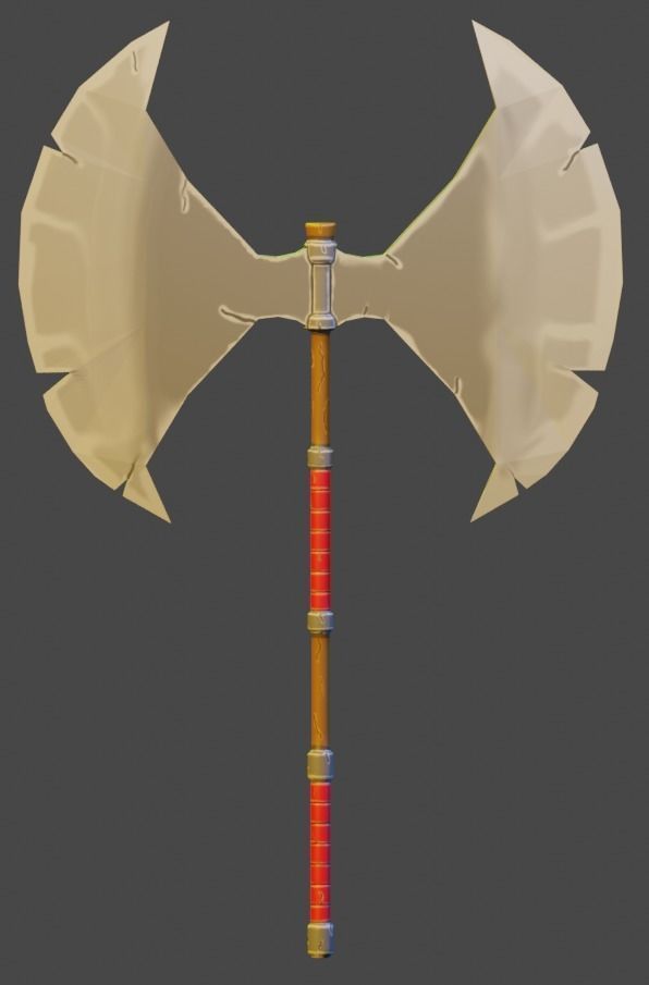 Medieval weapon - axe Low-poly 3D model_19