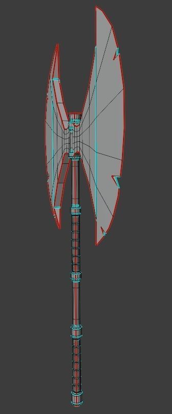 Medieval weapon - axe Low-poly 3D model_14