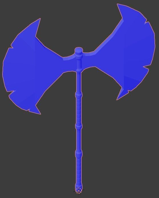 Medieval weapon - axe Low-poly 3D model_9